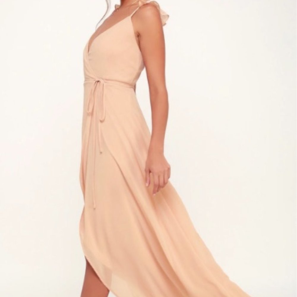 Lulu's Here's to Us Blush Pink High-Low Wrap Dress
